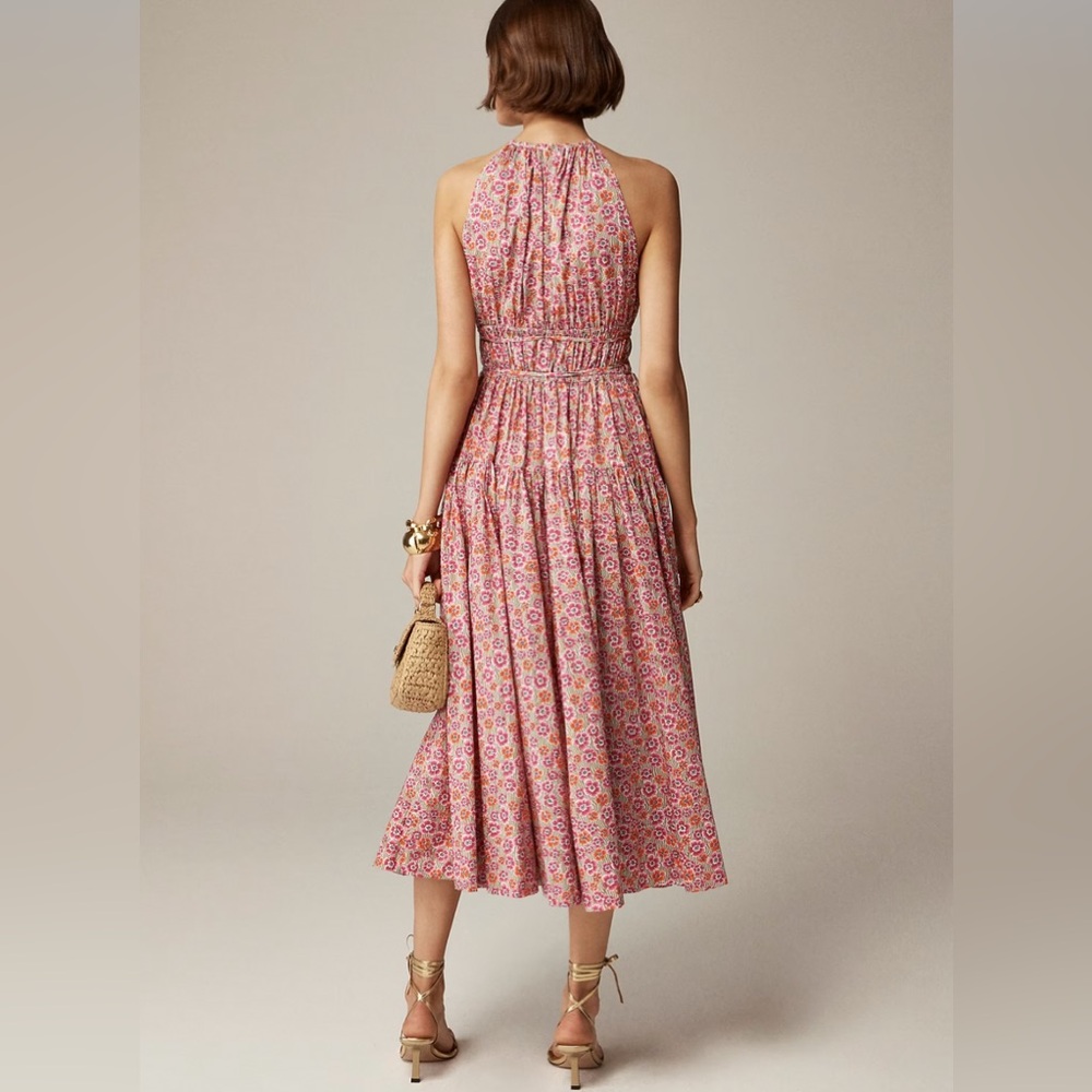 NWT J.Crew Tie Waist Halter Dress in Liberty Ellie Fabric - Picture 3 of 10